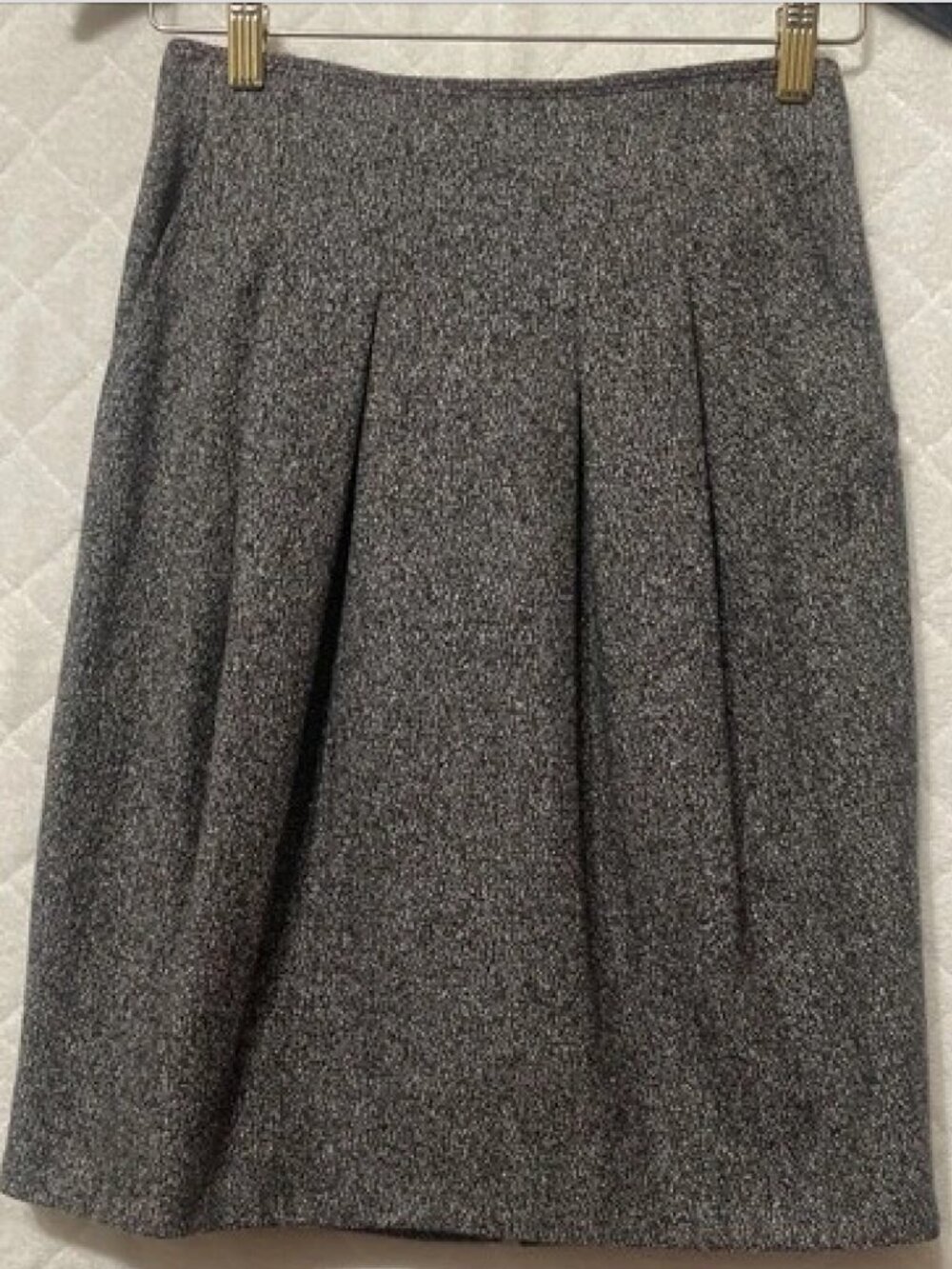 Vtg Y2K Cynthia Cynthia Steffe Wool Silk Pleated Tweed A-Line Skirt Gray Size 2